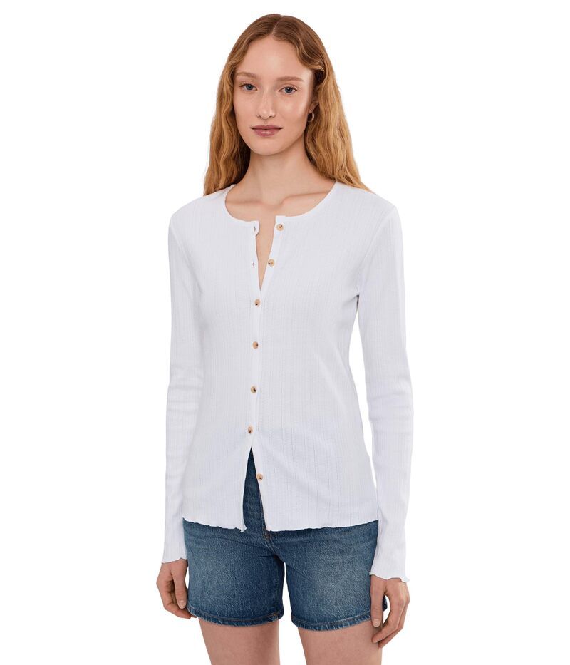 ファレティ レディース アウター ニット・セーター カーディガン Faherty Paradise Pointelle Cardigan White ホワイト