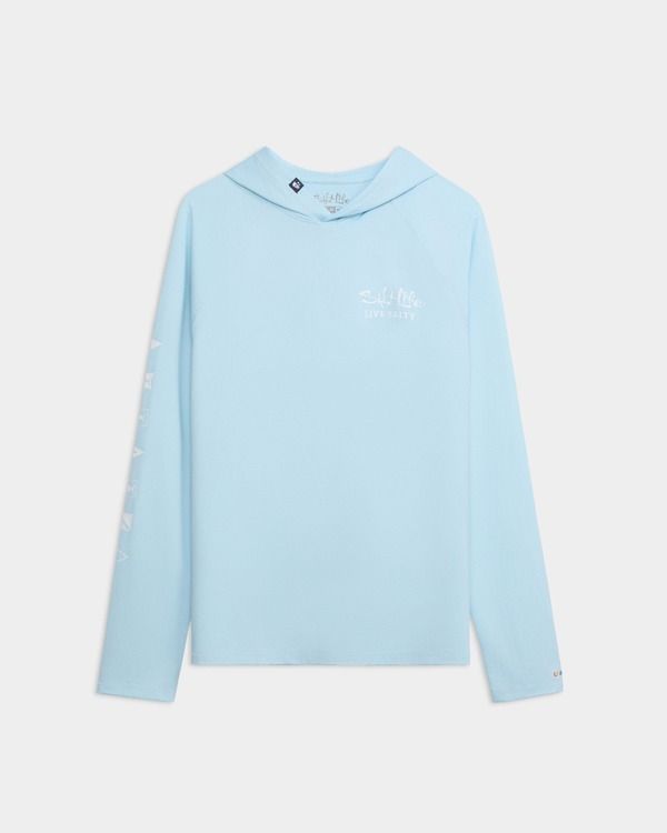 ソルトライフ メンズ アウター パーカー・スウェット Salt Life Ocean Kin 20 Perforated Hoodie Aquamarine