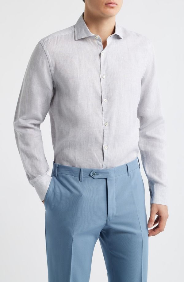 カナーリ メンズ トップス シャツ レギュラーフィット リネン Canali Regular Fit Linen ButtonUp Shirt Light Grey グレー 58,740円
