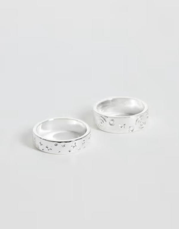 リクレイム ヴィンテージ レディース アクセサリー リング Reclaimed Vintage Unisex star hamme red rings 2 pack tone Silver シルバー