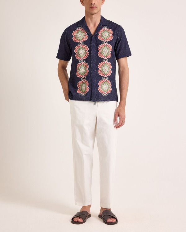 オールバー ブラウン メンズ トップス シャツ リラックスフィット Orlebar Brown Maitan Broderie Relaxed Fit Broderie Anglaise Shirt