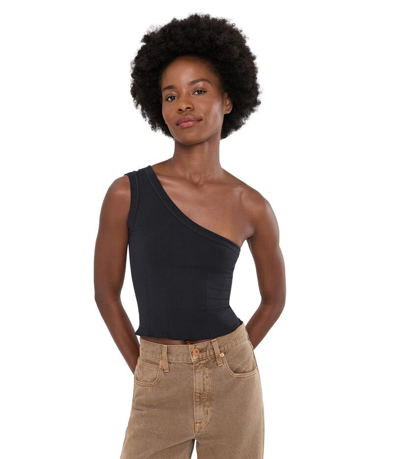 フリーピープル レディース トップス シャツ アシンメトリー Free People Soft Seamless Modal Asymmetrical Cami Black ブラック