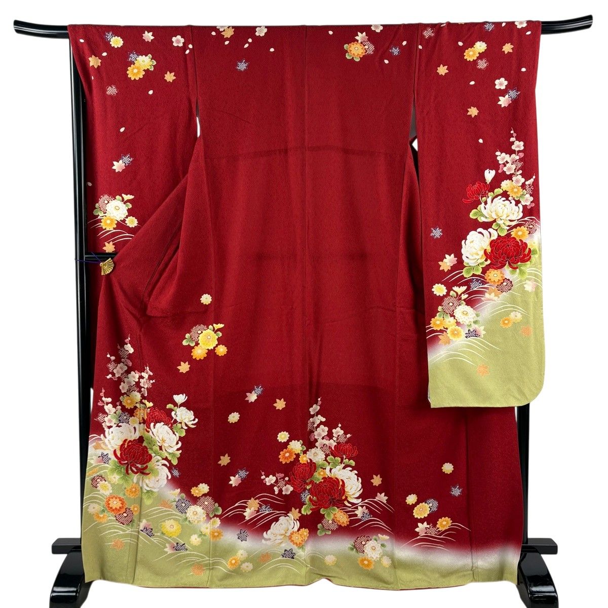 【美品】 振袖 身丈169.5cm 裄丈67.5cm L 袷 菊 梅 染め分け 赤 正絹 秀品 【中古】 8,496円