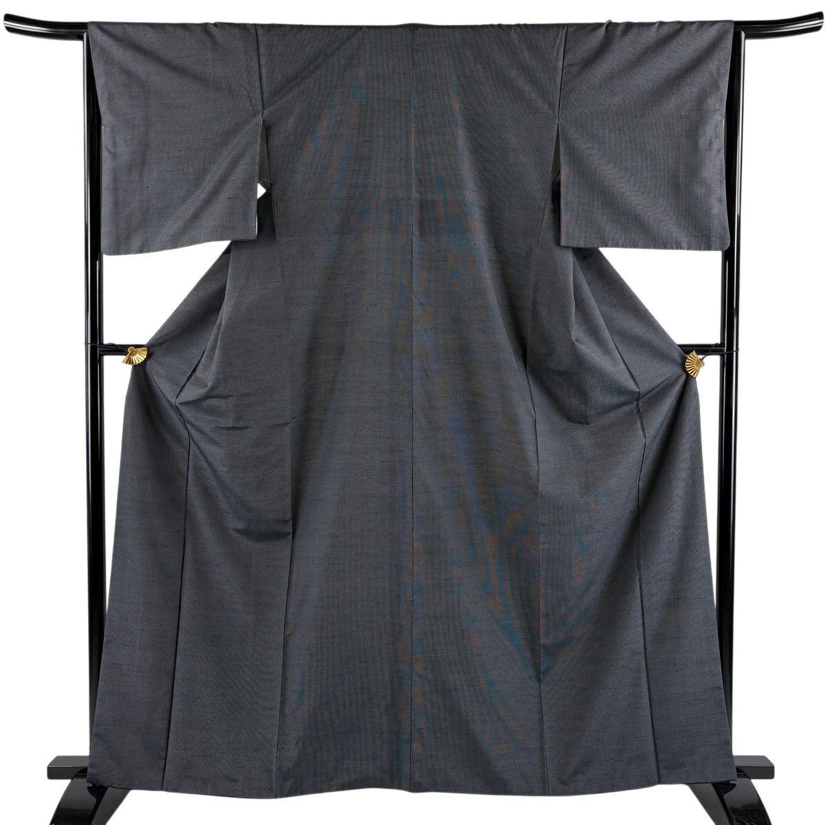 【美品】 江戸小紋 身丈163cm 裄丈64.5cm M 袷 紬地 万筋 灰色 正絹 逸品 【中古】