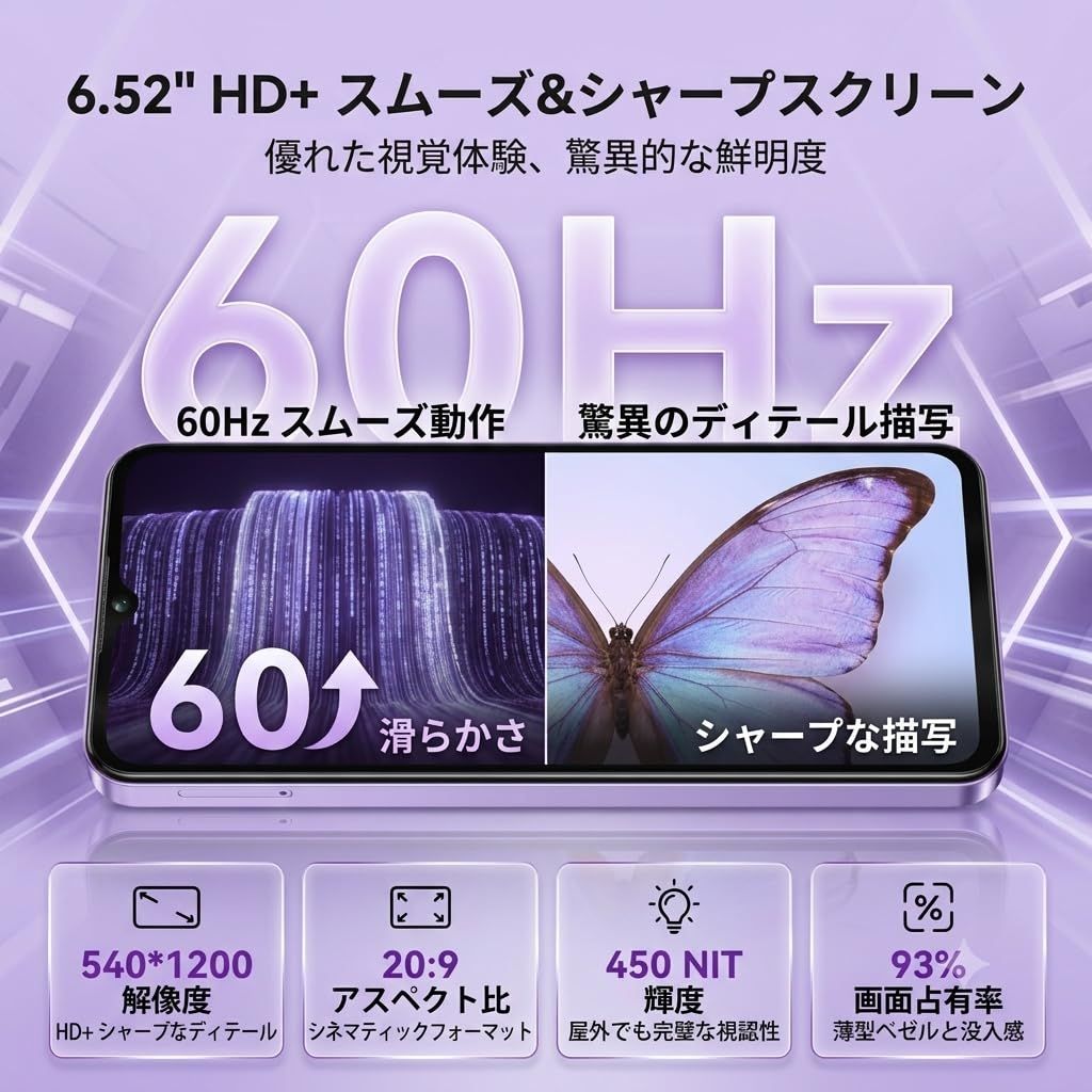 OUKITEL C2 スマートフォン 6.52インチ 16GB+128GB 5000mAh 13MP+5MP Android 14 OTG (ブルー)