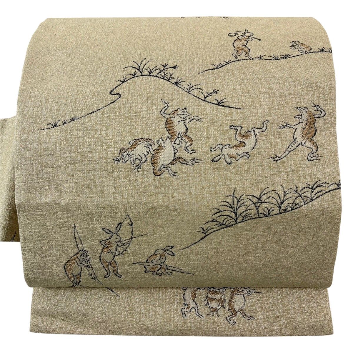 名古屋帯 逸品 鳥獣戯画 ベージュ 正絹 【中古】 29,120円