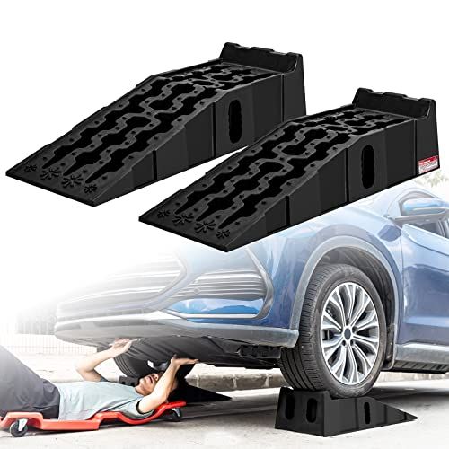 カースロープ ハイリフト タイヤスロープ 7t高耐荷重 車 メンテナンス 整備用 ジャッキ補助 オイル交換 油圧ジャッキ代替 SUV/ジープ/バン/トラック対応可能 90.5*30.5*21.5cm 2個セットpms 5e86f5d2
