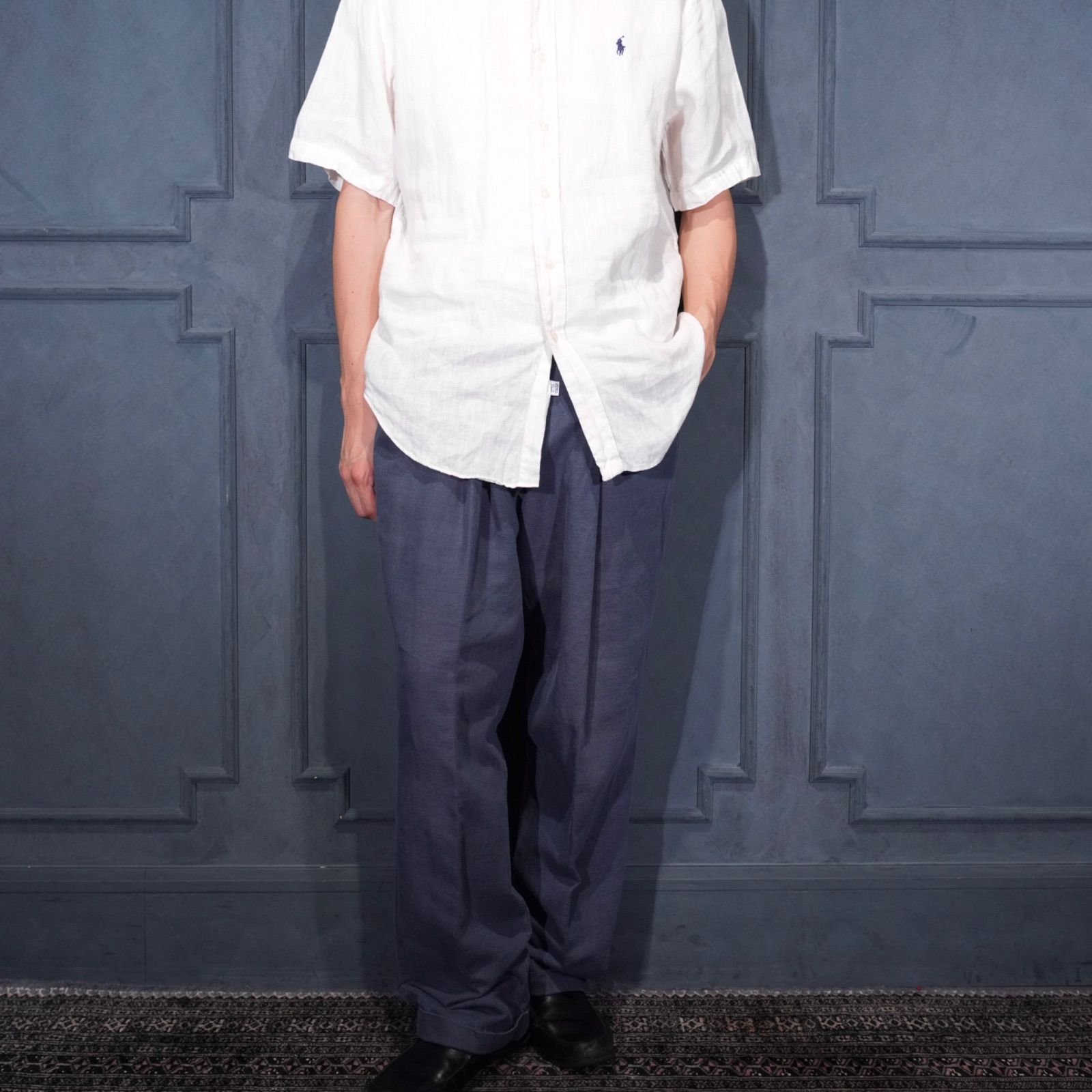 USA VINTAGE DOCKERS PREMIUM TUCK DESIGN LINEN WIDE SLACKS PANTS/アメリカ古着ドッカーズプレミアムタックデザインリネンワイドスラックスパンツ