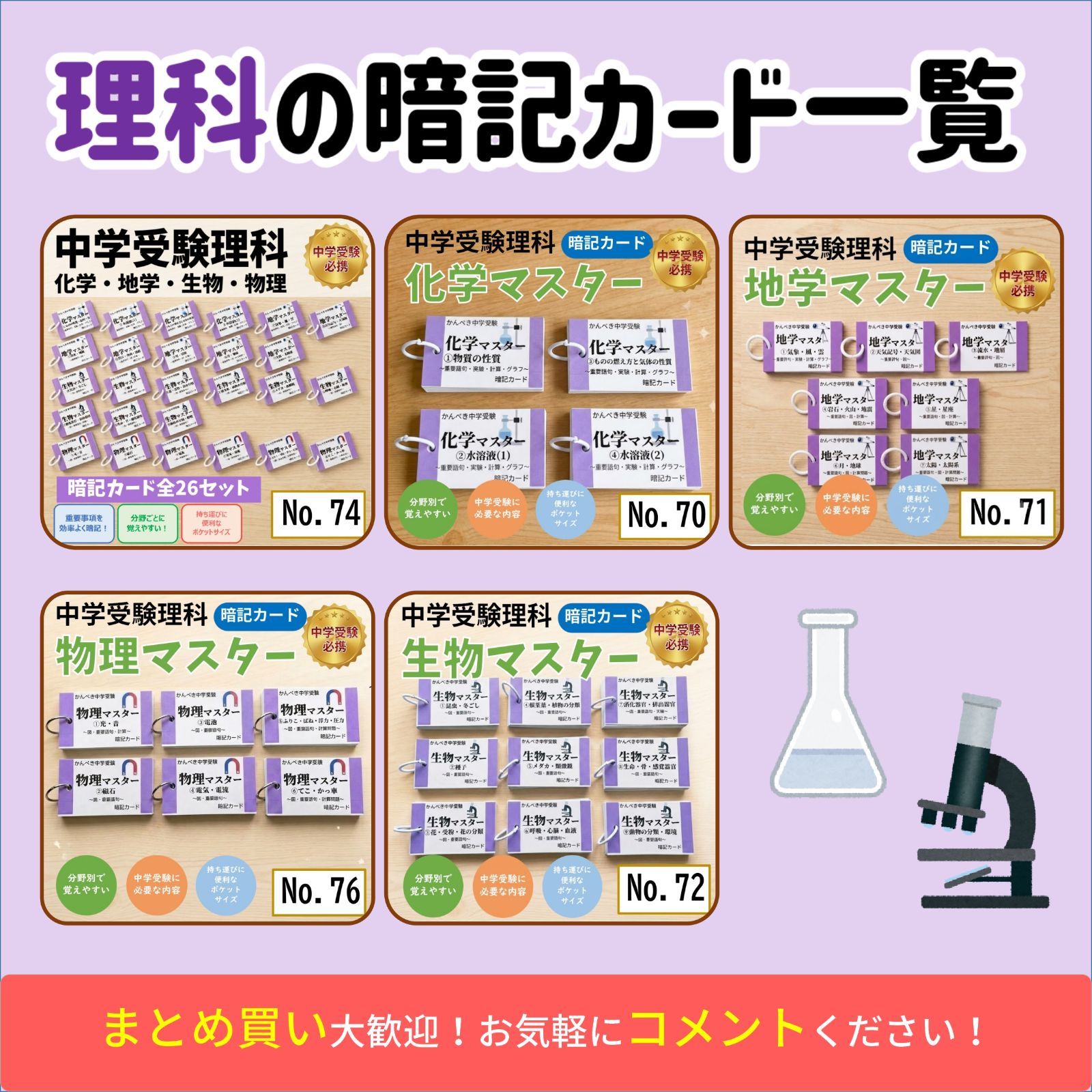 ❗️中学受験理科　生物・化学・地学・物理マスターセット 中学受験理科 生物・化学・地学・物理マスターセット まとめ 一問一答