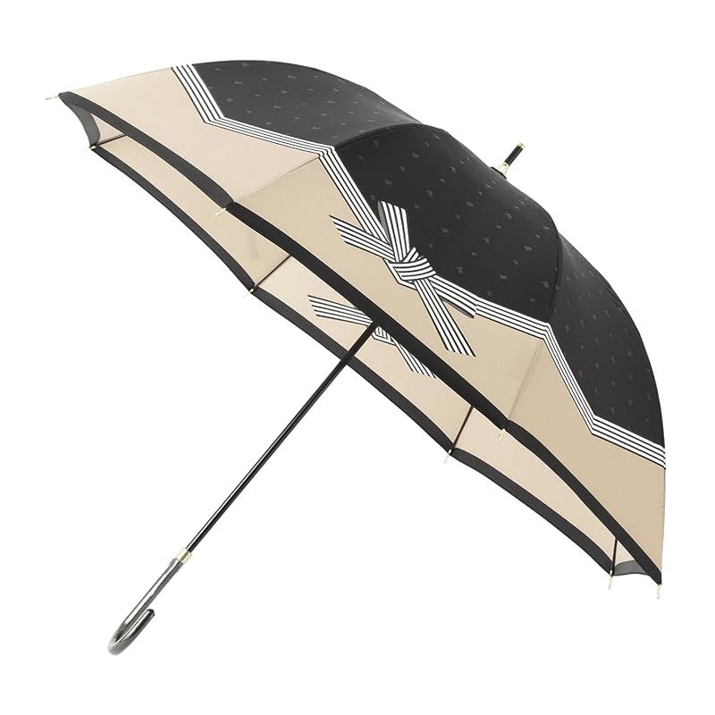 【新品】 ムーンバット 【ランバン オン ブルー】 雨傘 長傘 サテン生地 耐風 ショート長傘 リボン柄 21-084-11048ブラック 0
