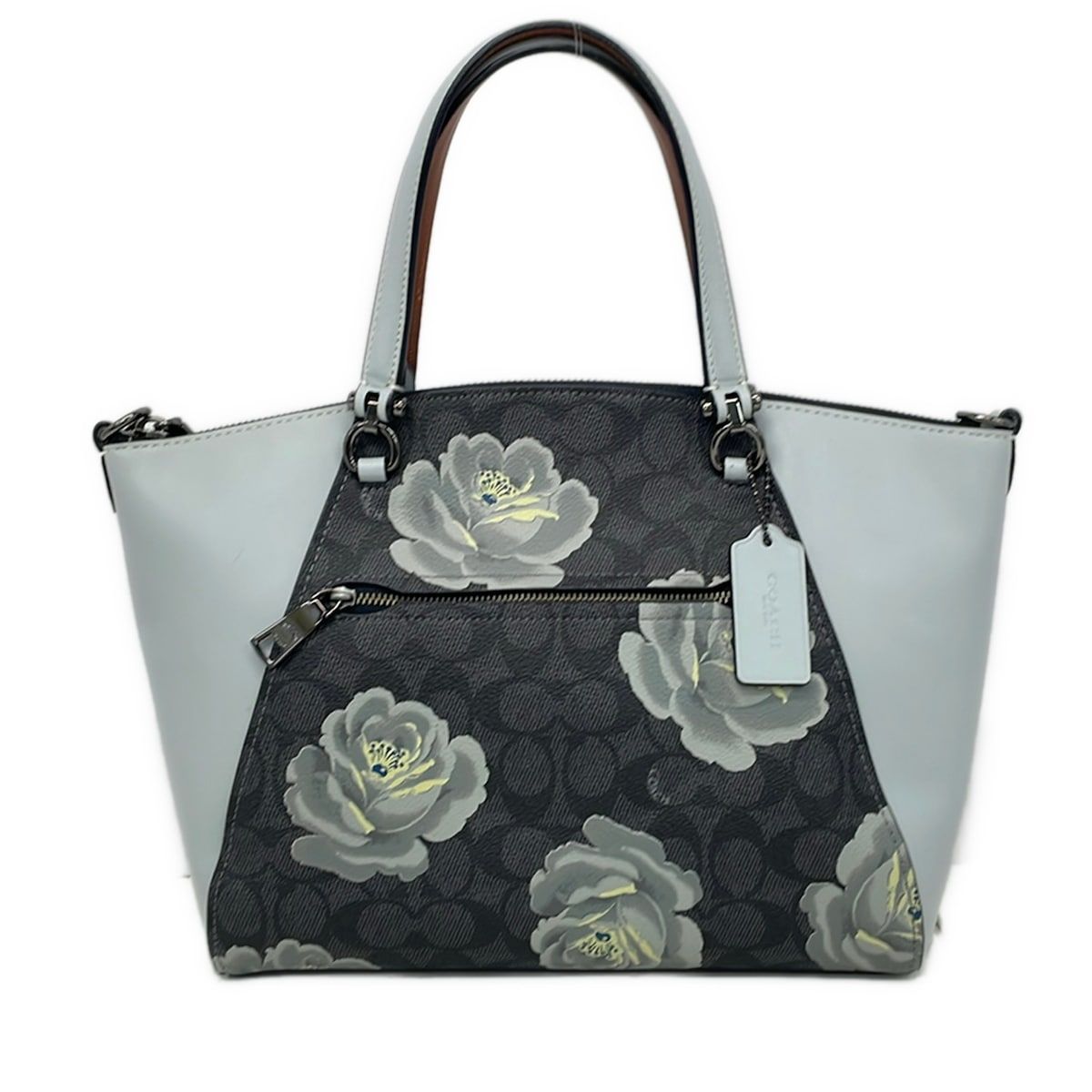 COACH(コーチ) トートバッグ プレーリーフラワーシグネチャー2wayトート 31031 ダークネイビー×ライトブルー×マルチ 花柄 レザー
