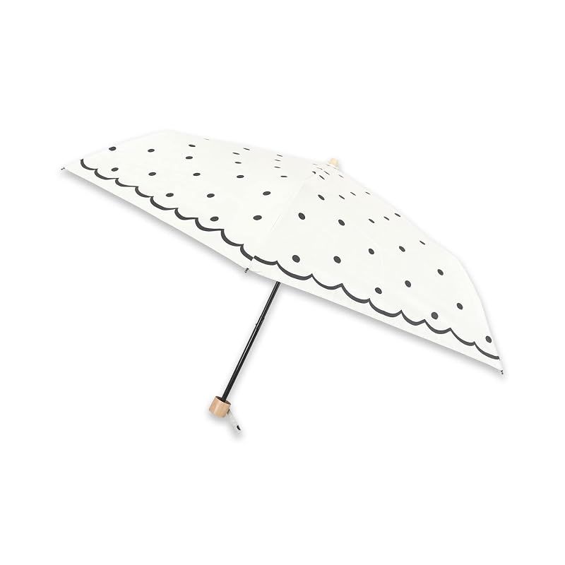 【新品】 [神戸レタス] UVカット 日傘 傘 レディース 日焼け対策 夏 日差し 紫外線対策 柄 コンパクト 折り畳み傘 [J1094] フリー ドットアイボリー 0