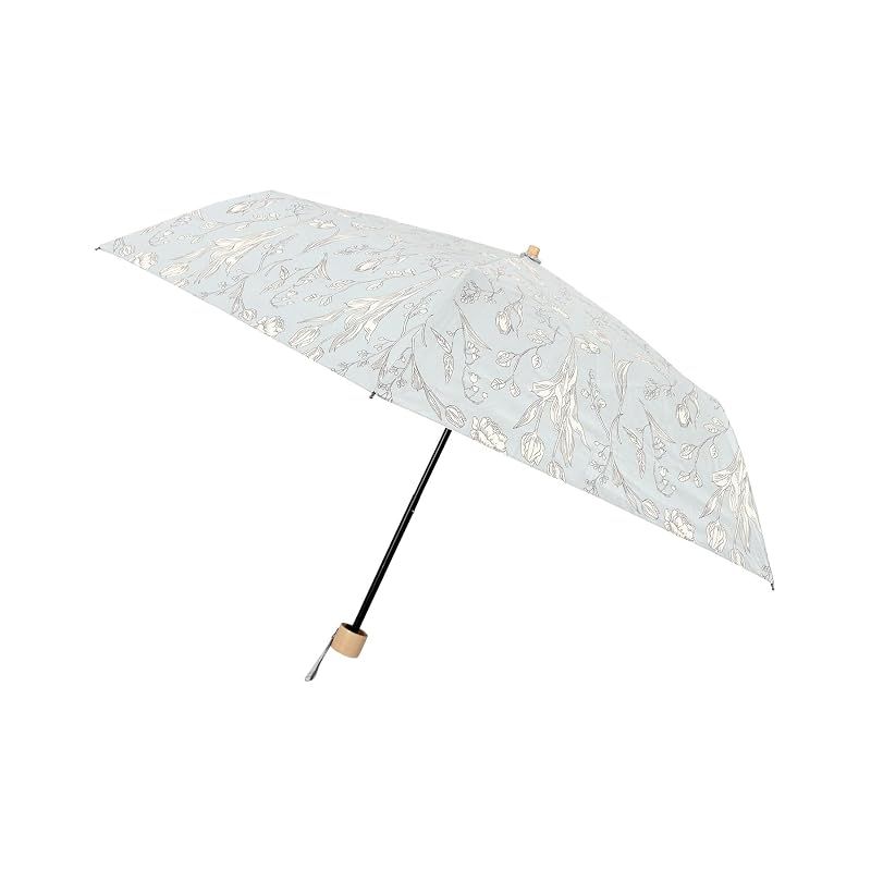 【新品】 [神戸レタス] UVカット 日傘 傘 レディース 日焼け対策 夏 日差し 紫外線対策 柄 コンパクト 折り畳み傘 [J1094] フリー 花柄サックス 0