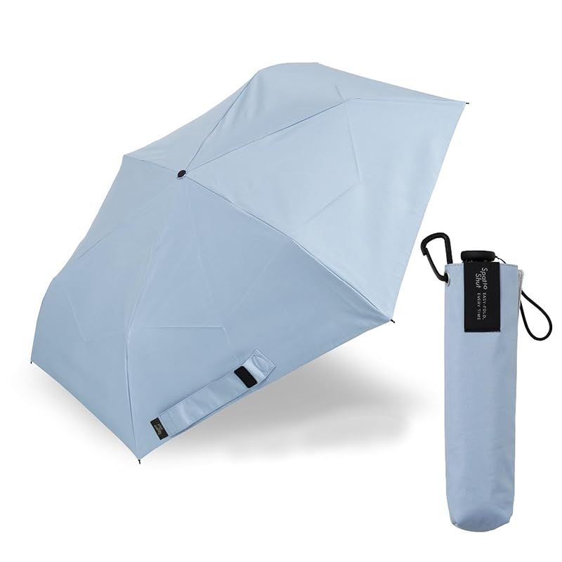 【新品】 小川(Ogawa) 日傘 約5秒でたためる 晴雨兼用折りたたみ傘 レディース UVカット率99.9％以上 遮光率100% 完全遮光 遮熱加工 形状記憶加工 シャツブルー 直径96cm 親骨55cm 簡単にたためる イージークローズ 傘が入れやすい収納 6,807円