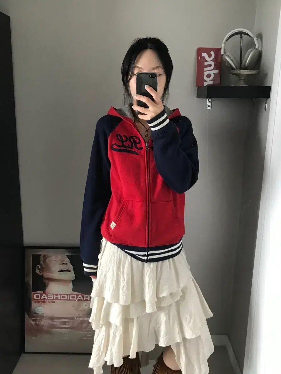 ポロ ラルフローレン センター刺繍ロゴ ラグラン レッド フードジップアップ