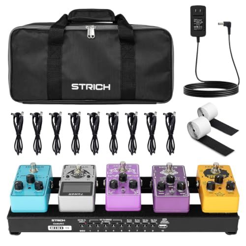 STRICH 電源内蔵エフェクターボード 38 x 13cm 0.59kg 軽量アルミ合金製ペダルボード ペダルケーブル バッグ フックループストリップ付き PB-M15送料無料 3af8d11f