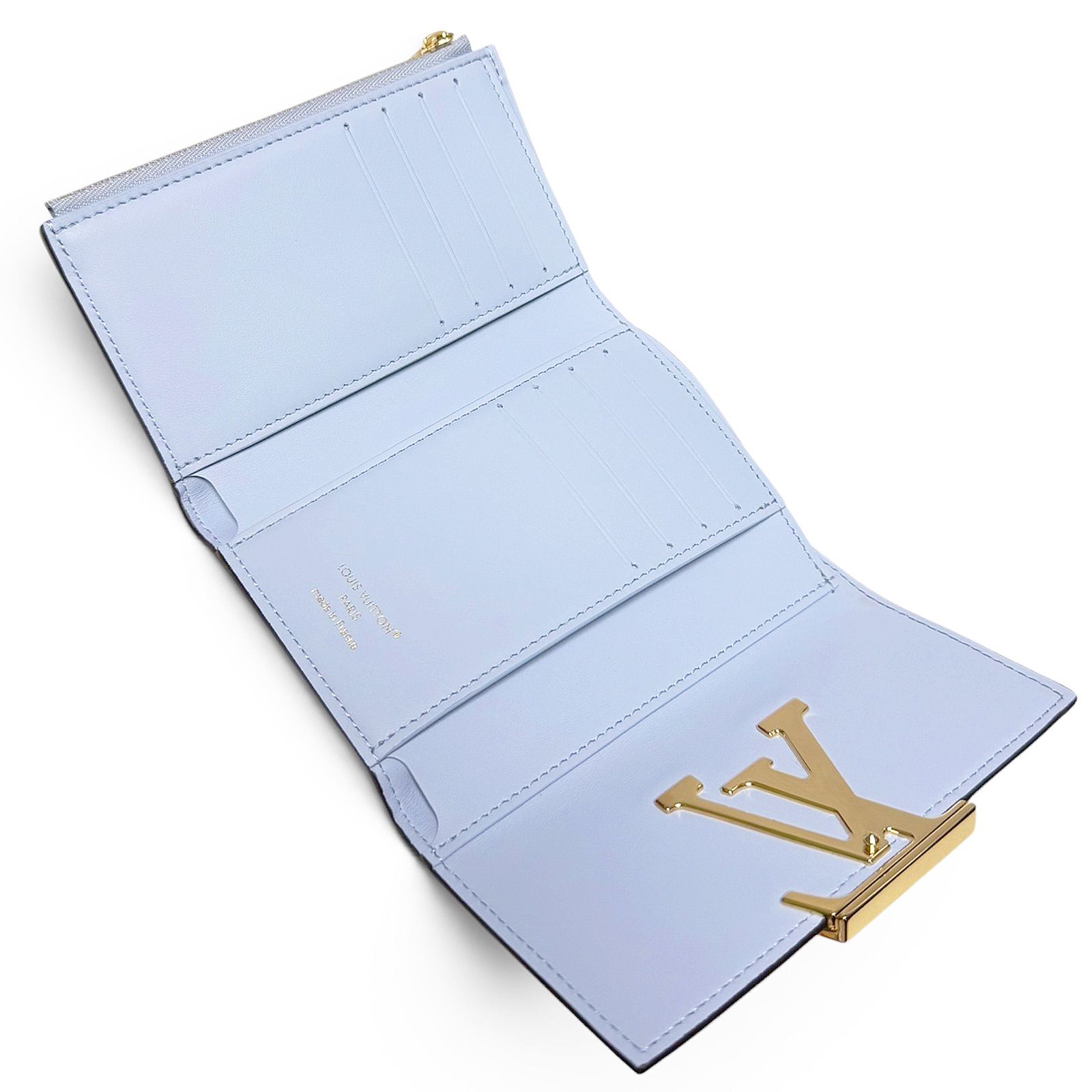 【新品・未使用品】ルイ ヴィトン LOUIS VUITTON カプシーヌ コンパクト 三つ折り 財布 コイン カード ケース クロコダイル レザー ガレ ベージュ ミントブルー N89956 箱付 【新品・未使用品】ルイ ヴィトン LOUIS VUITTON カプシーヌ コンパクト 三つ折り 財布 コイン カード ケース クロコダイル レザー ガレ ベージュ ミントブルー N89956 箱付