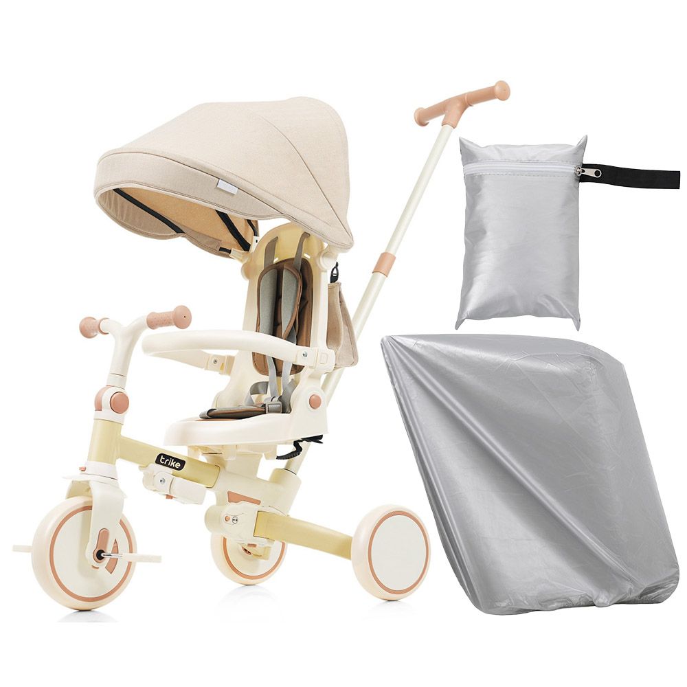 子供用三輪車 折りたたみ 7in1 三輪車カバー付き 1歳～6歳 シルバー/イエロー【Silver,Yellow】