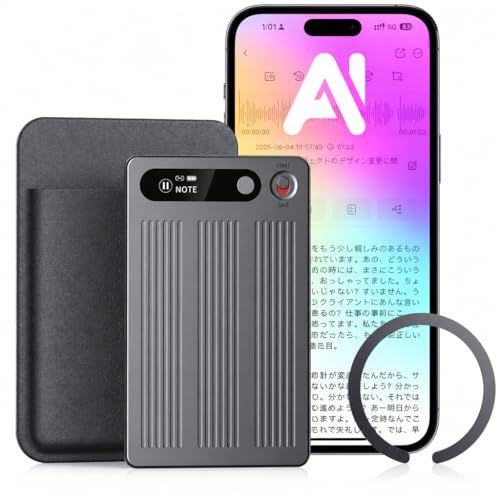 AIボイスレコーダー 文字起こし ワンタッチ録音 カード型 64GB 自動文字起こしChatGPT-5搭載 要約 議事録作成 通話録音 会議録音 発言者識別 LED残量表示 IOS/Android対応 会議 授業 インタビュー ブラック★