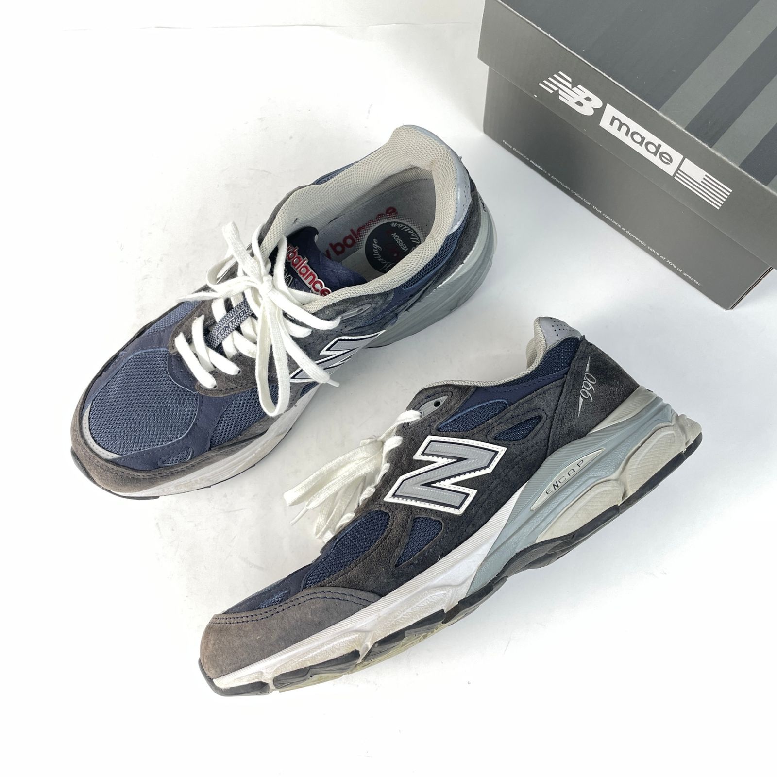 NEW BALANCE 2021 M990NB3 990V3 USA sneakers with box, suede mesh, 26.5 cm, navy