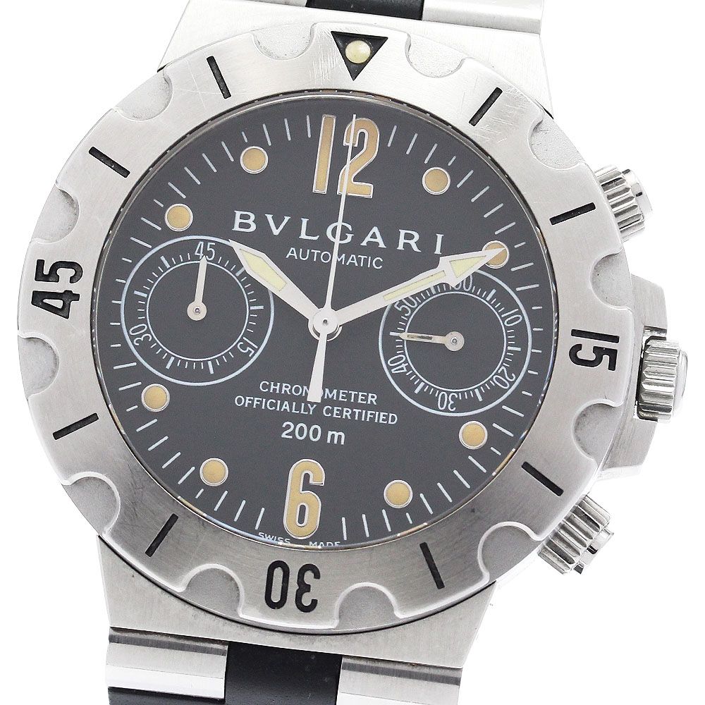 ベルト訳あり ブルガリ BVLGARI SC38S ディアゴノ スクーバー クロノグラフ 自動巻き メンズ 箱付き_972058