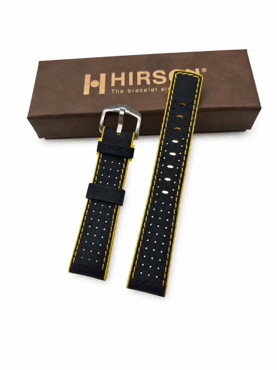 ヒアッシュ HIRSCH ROBBY 20mm ラバー時計ベルト ブラック/イェロー 新品