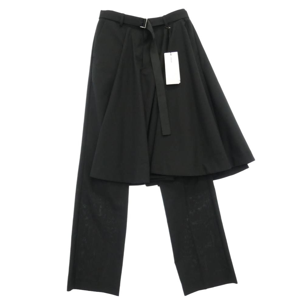 Sacai サカイ 26AW 26-08692 Suiting Pants スカートドッキング レイヤード ス―チング パンツ スラックスパンツ ブラック系 2【極上美品】【中古】