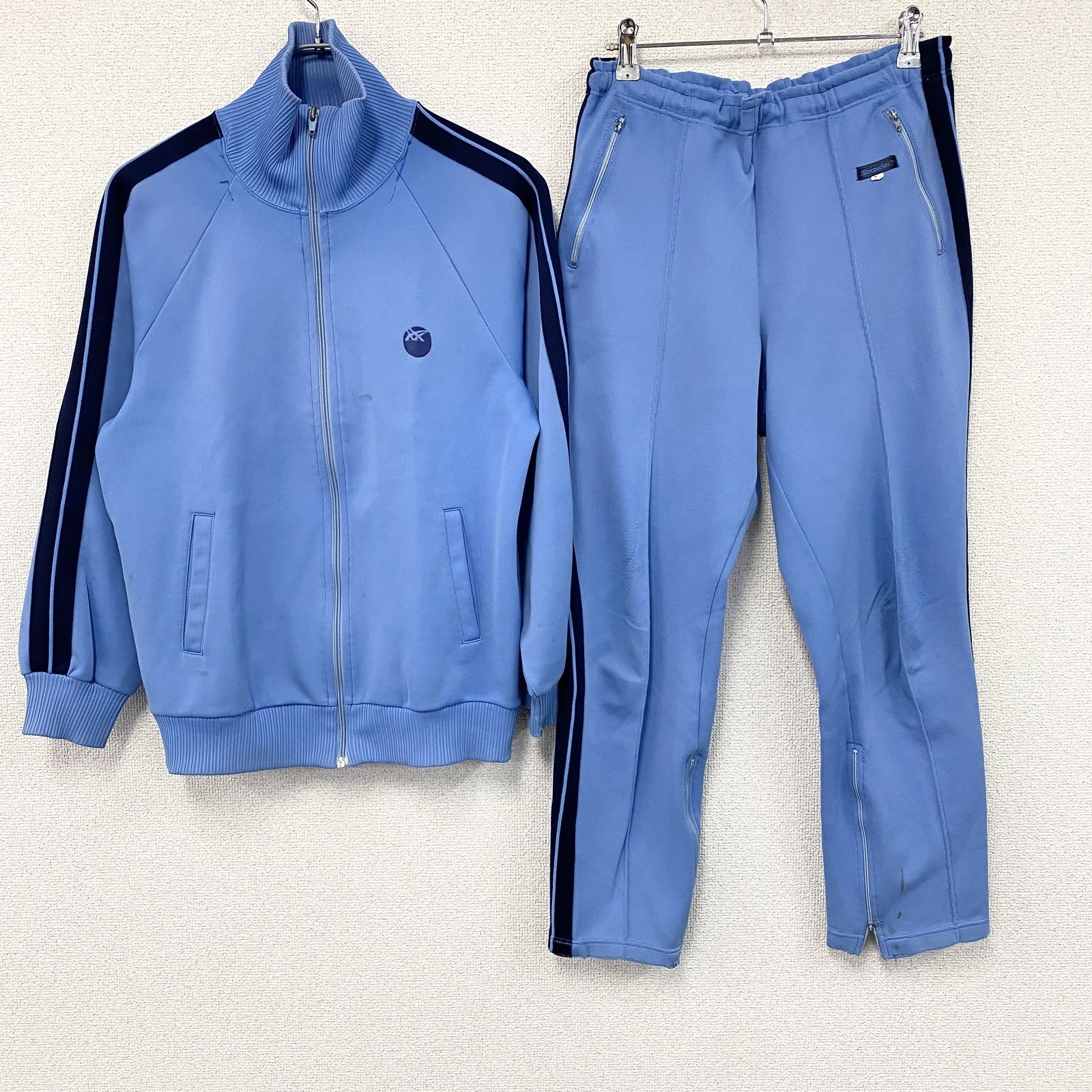 asics　アシックス　Recorder　ジャージセットアップ　トラックジャケット　トラックパンツ　水色　ライトブルー　Lサイズ　古着