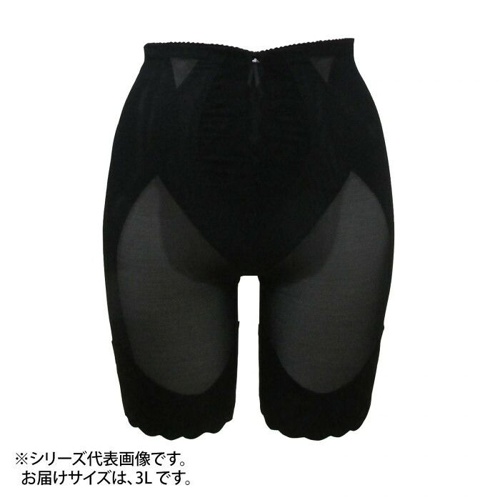 デニムの下でも自然に見える薄さ TAMURA Yauco シルキーボディシェイプ ロングガードル YTJ04 ブラック 3L 7,269円