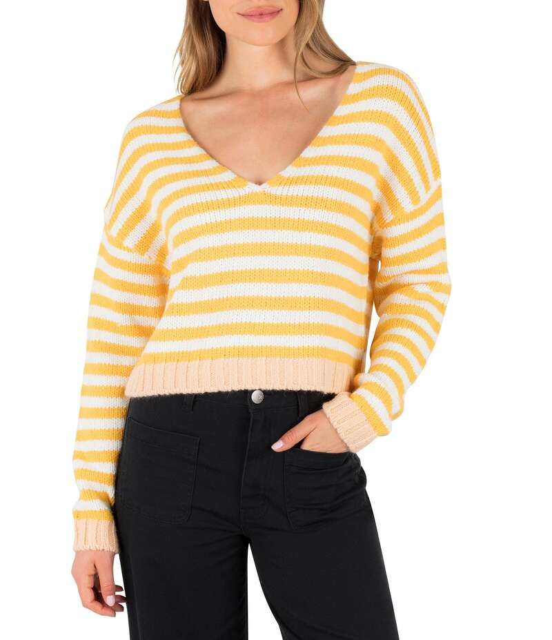 ハーレー レディース アウター ニット・セーター セーター Hurley Campfire Long Sleeve Striped Sweater Kale ストライプ