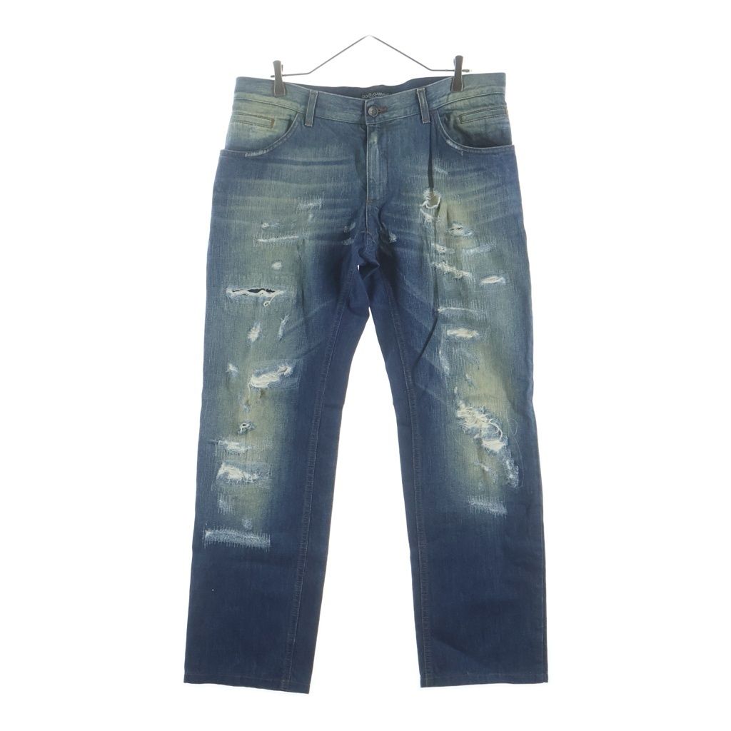 DOLCE & GABBANA (ドルチェアンドガッバーナ) クラッシュ ダメージ デニムパンツ タグ14 インディゴブルー #52
