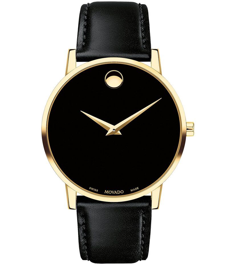 モバド レディース アクセサリー 腕時計 Movado Museum Classic GoldToned Case Black Calfskin Watch Black ブラック