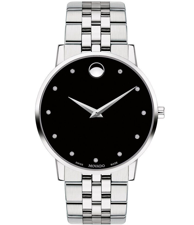 モバド レディース アクセサリー 腕時計 Movado Museum Classic Link Bracelet Watch with Diamond Detail Silver シルバー