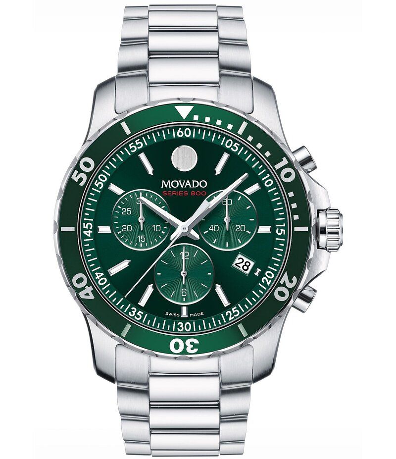 モバド レディース アクセサリー 腕時計 Movado Series 800 SilverTone Quartz Chronograph Movement Watch Green グリーン 219,400円