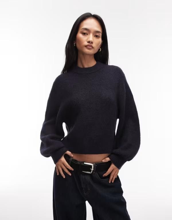 アンドアザーストーリーズ レディース アウター ニット・セーター ウール Other Stories wool alpaca mix volume sleeve sweater Navy ネイビー