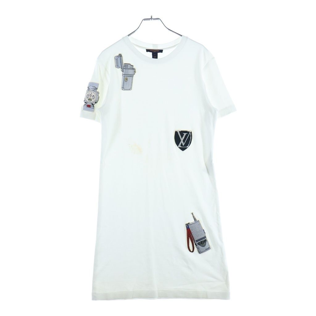 LOUIS VUITTON (ルイヴィトン) ロゴ ワッペンデザイン半袖コットンワンピース ドレス ホワイト RW182W JG2 FFDR27 レディース 19,800円