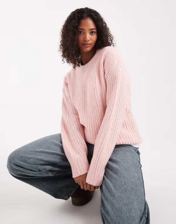 コットンオン レディース アウター ニット・セーター クルーネック セーター Cotton On luxe crew neck sweater in heathered peony rose HEAT 10,570円