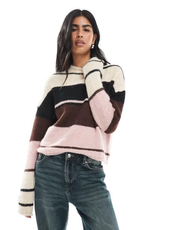 デイジーストリート レディース アウター ニット・セーター タートルネック セーター Daisy Street Daisy Streer turtle neck striped sweater and