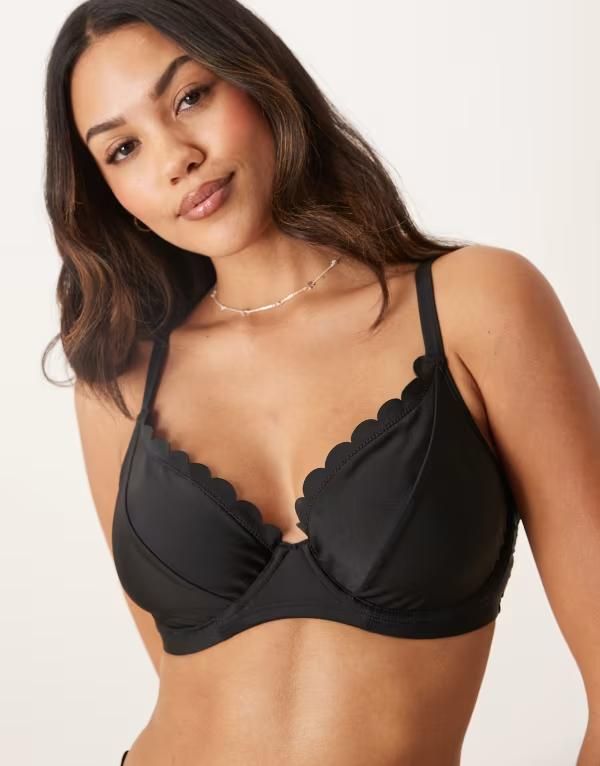 ピークボー レディース 水着 トップのみ Peek Beau Fuller Bust scallop underwire bikini top Black ブラック