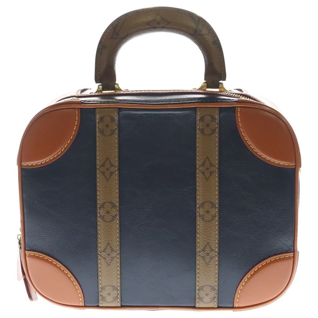 LOUIS VUITTON (ルイヴィトン) ヴァリゼットPM モノグラムリバース PVC レザー 2WAY ハンド ショルダーバッグ ゴールド金具 ネイビー/ブラウン M53782