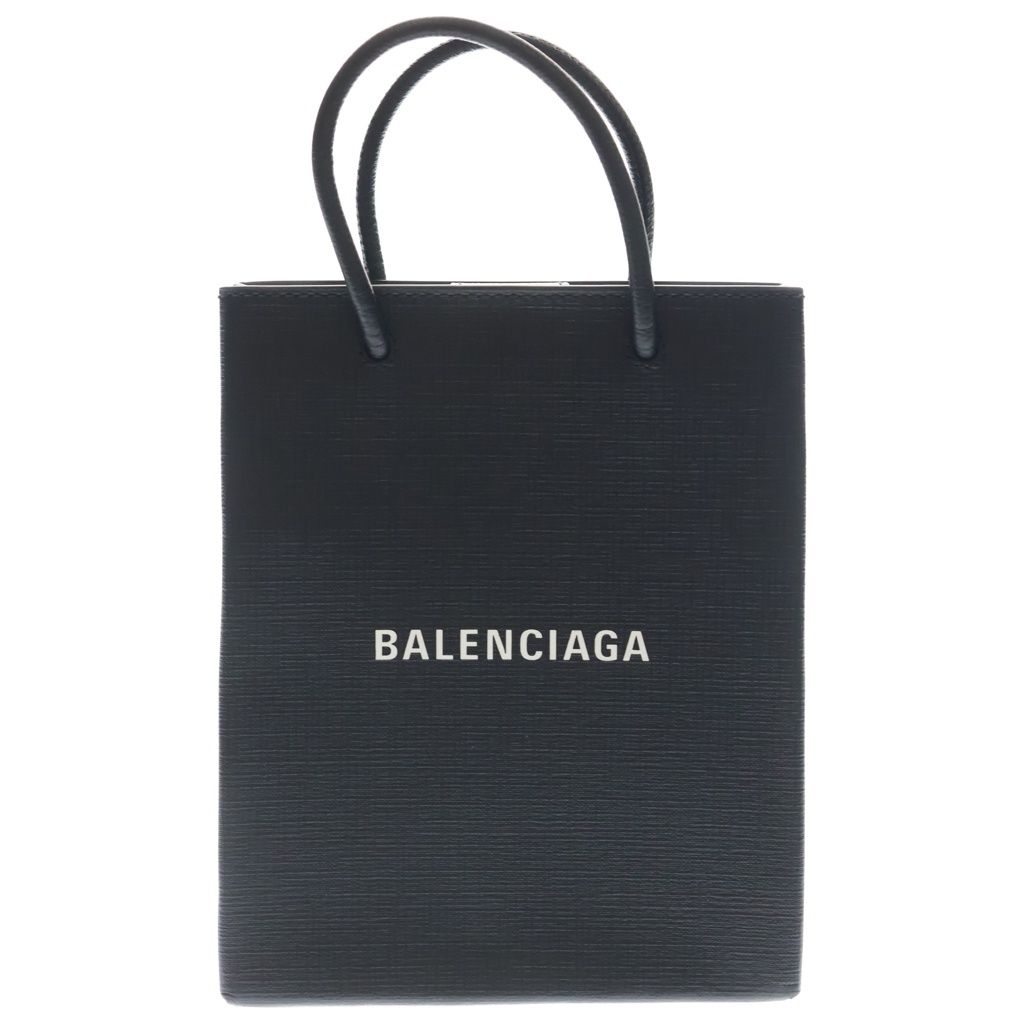 BALENCIAGA (バレンシアガ) ショッピング フォンフォルダー レザー 2WAY ハンド ショルダー バッグ シルバー金具 ブラック 693805