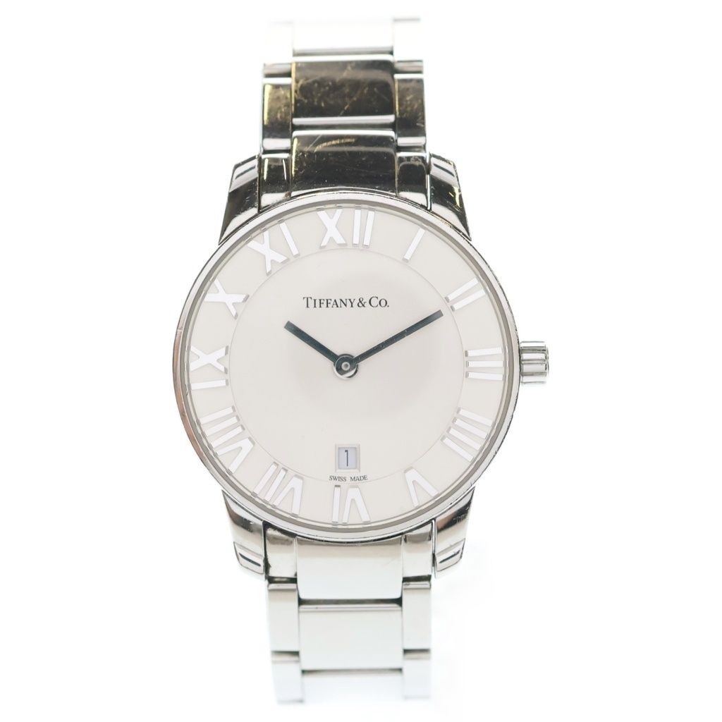 TIFFANY & Co. (Tiffany & Co.) Atlas Dome Date White Dial SS/QZ Stainless Steel Quartz Battery Powered Watch 34875995