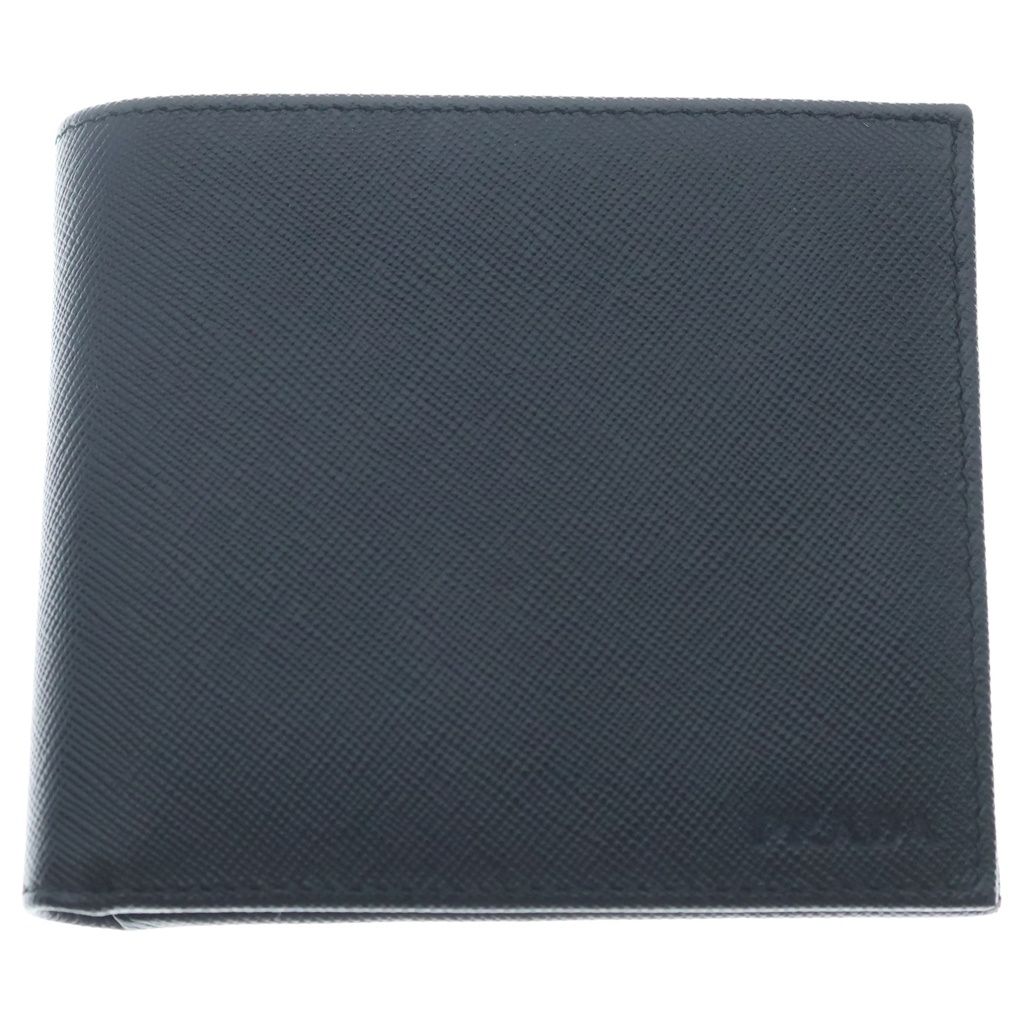 PRADA (プラダ) サフィアーノ レザー 二つ折り財布 コンパクトウォレット ブラック 2M0738
