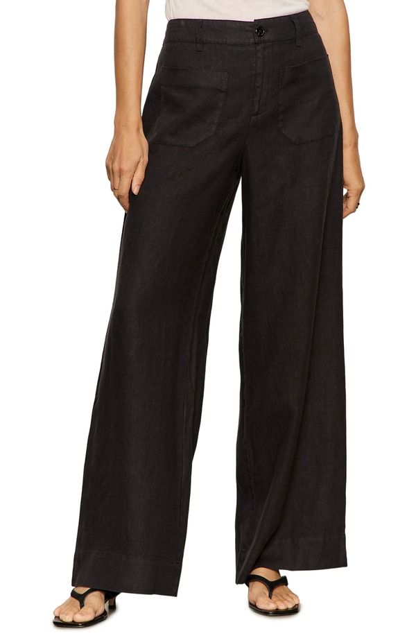 サンクチュアリー レディース ボトムス レギンス ワイドレッグ パンツ リネン Sanctuary The Marine Linen Wide Leg Pants Black ブラック