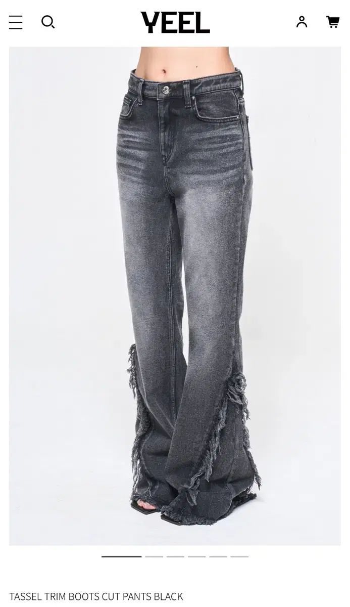 YEEL TASSEL TRIM BOOTS CUT PANTS BLACK (M) 8,856円