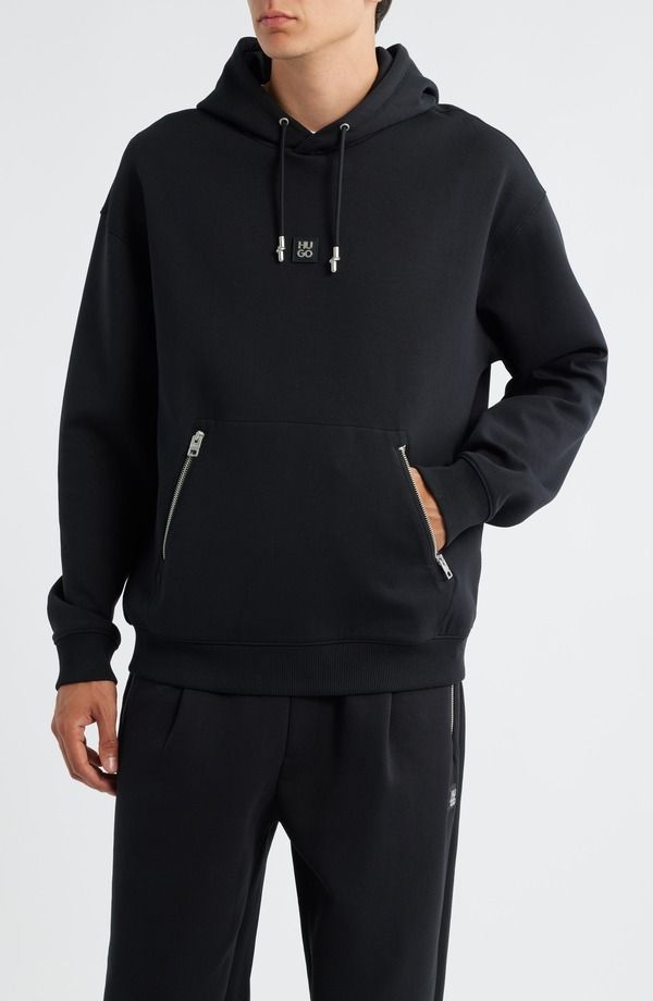 フューゴ メンズ アウター パーカー・スウェット ニット HUGO Dargen Knit Pullover Hoodie Black ブラック