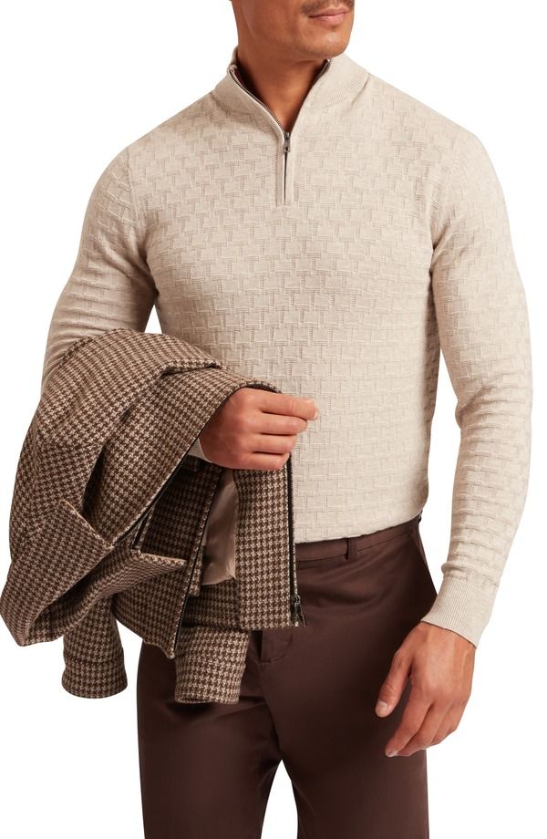 テッドベーカー メンズ アウター パーカー・スウェット ハーフジップ セーター Ted Baker Jeremee Quarter Zip Sweater Natural 39,520円