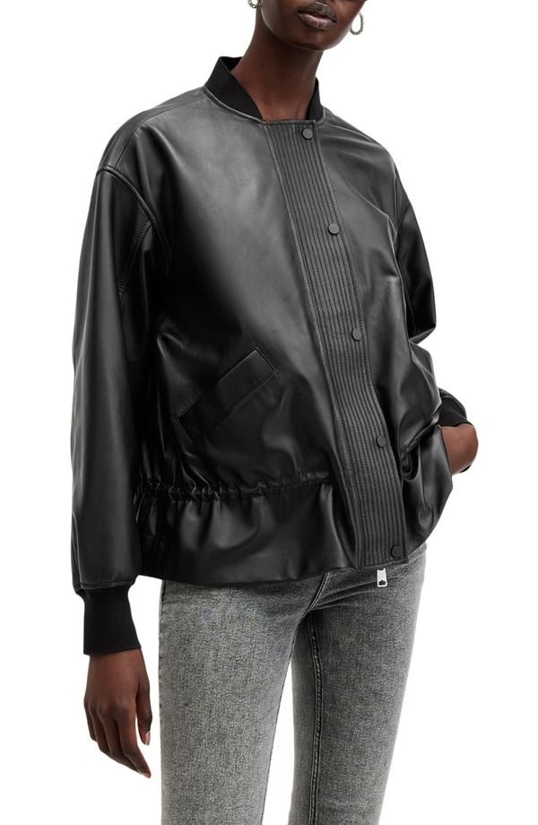 オールセインツ レディース アウター ジャケット・ブルゾン レザー AllSaintsofi Leather Bomber Jacket Black ブラック