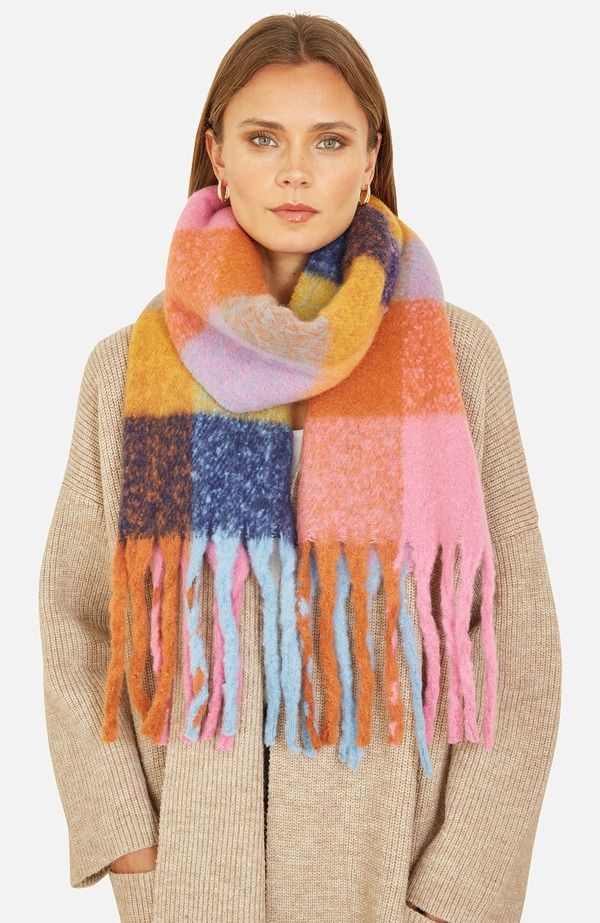 ユミキム レディース アウター コート Yumi Rainbow Check Softassel Scarf Multi マルチカラー