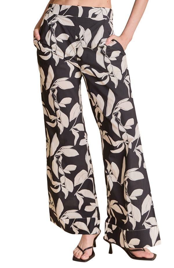イングリッシュファクトリー レディース ボトムス レギンス ワイドレッグ ハイウエスト パンツ English Factory High Waist Wide Leg Pants Black Whit
